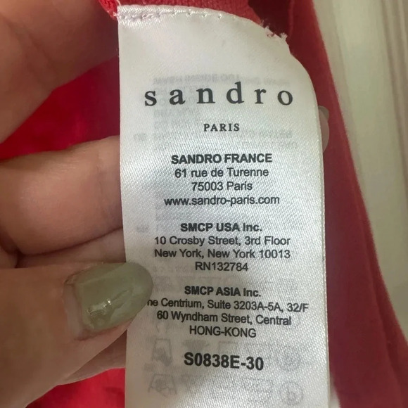 Sandro cotton red sweater with cutout front detail  size small - Picture 5 of 6